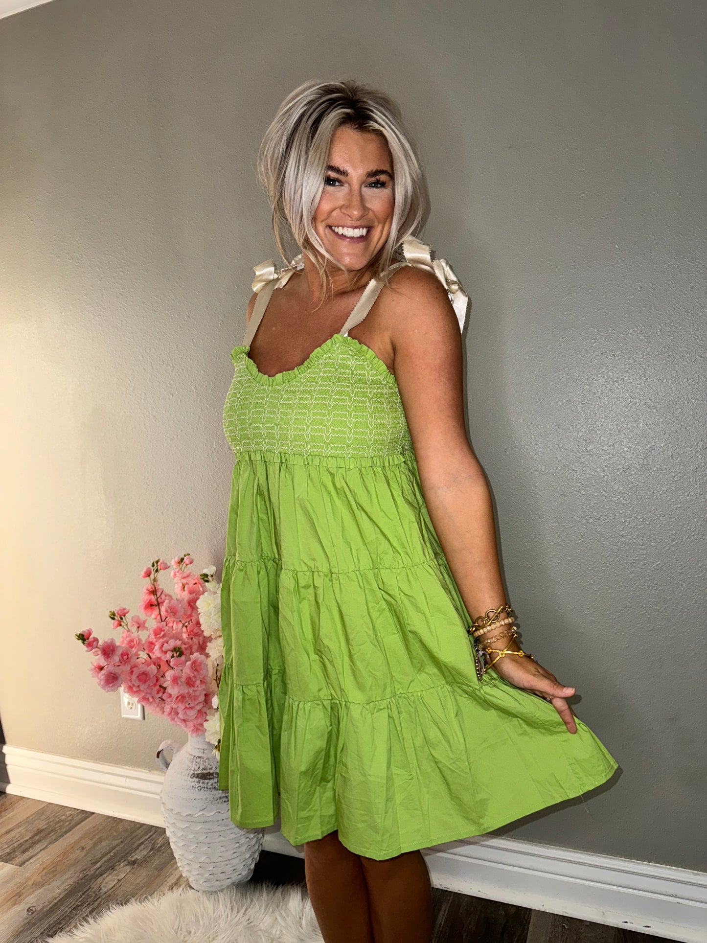 Sweetheart Babydoll Dress [Lime]