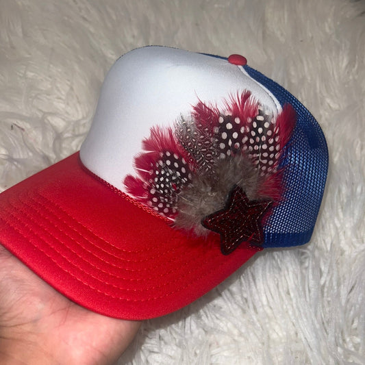 FEATHER Trucker Hat [RED/WHITE/BLUE #1]