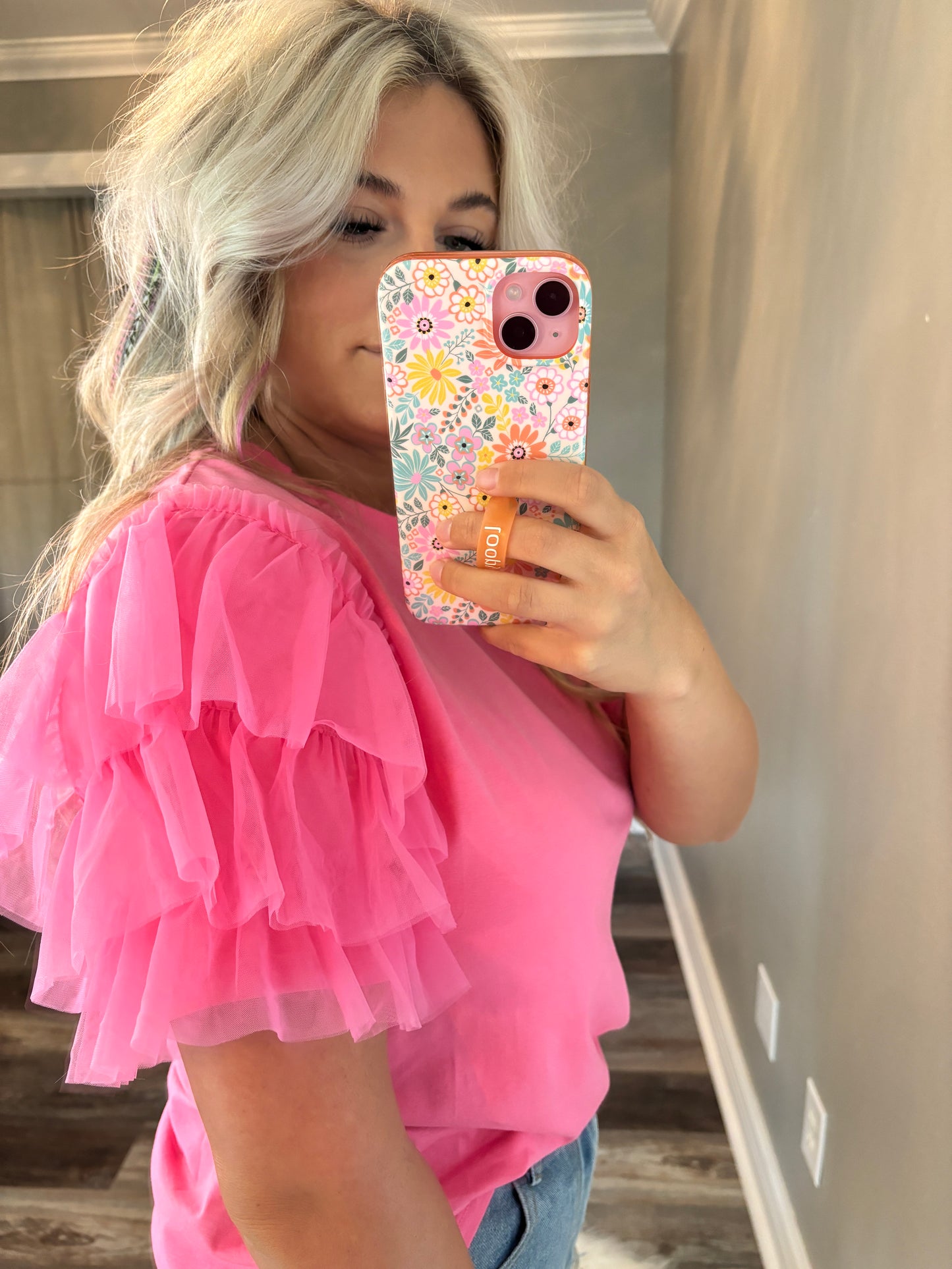 Tulle Ruffled Top [Bubblegum Pink]