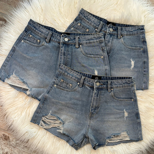 Distressed Denim Shorts