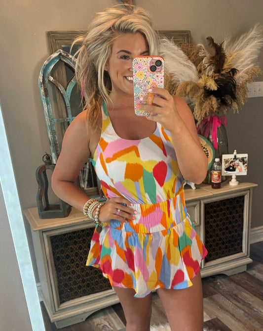 Confetti Sporty Romper [White & Yellow]