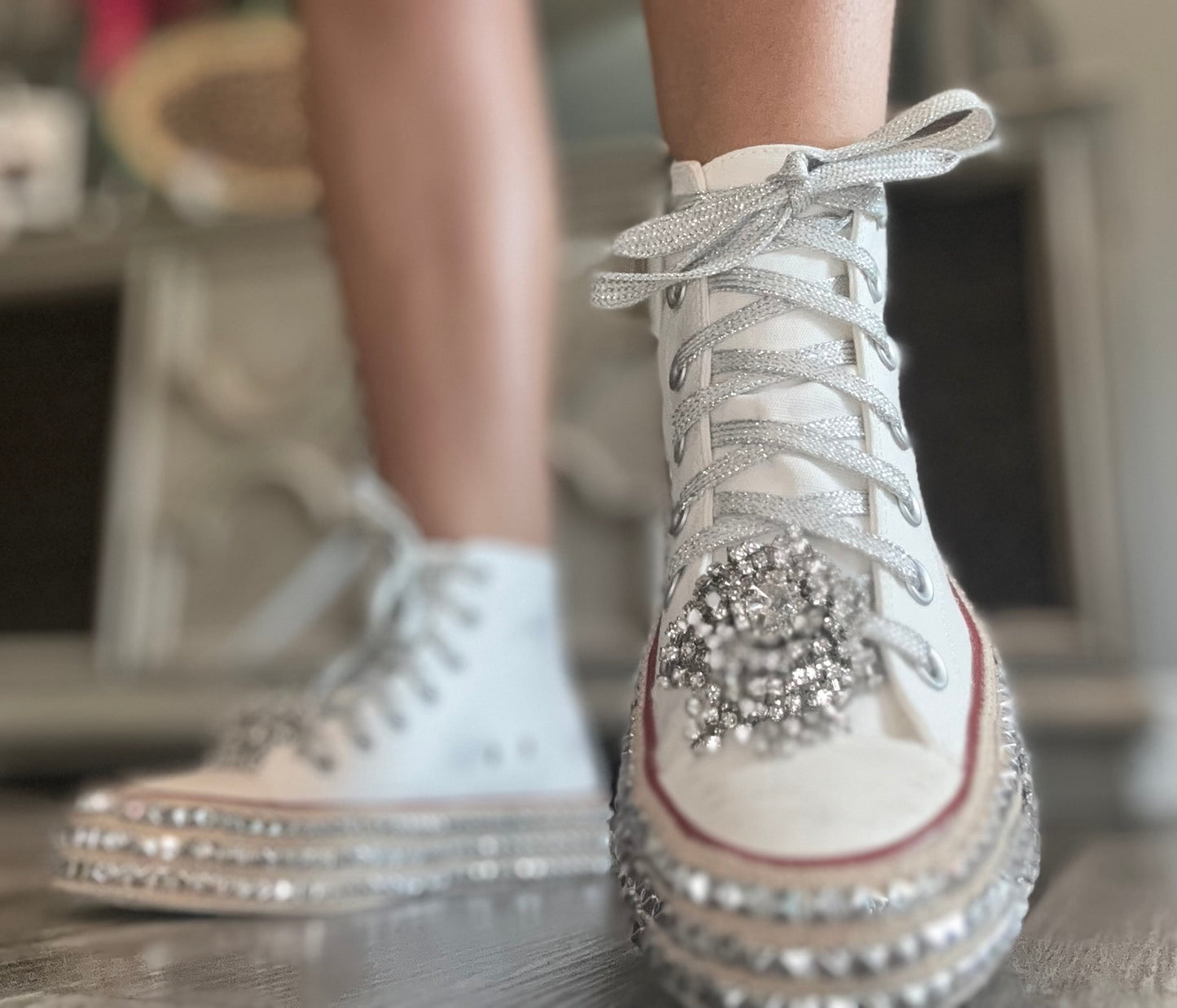 Bedazzled High Top Sneakers [White]