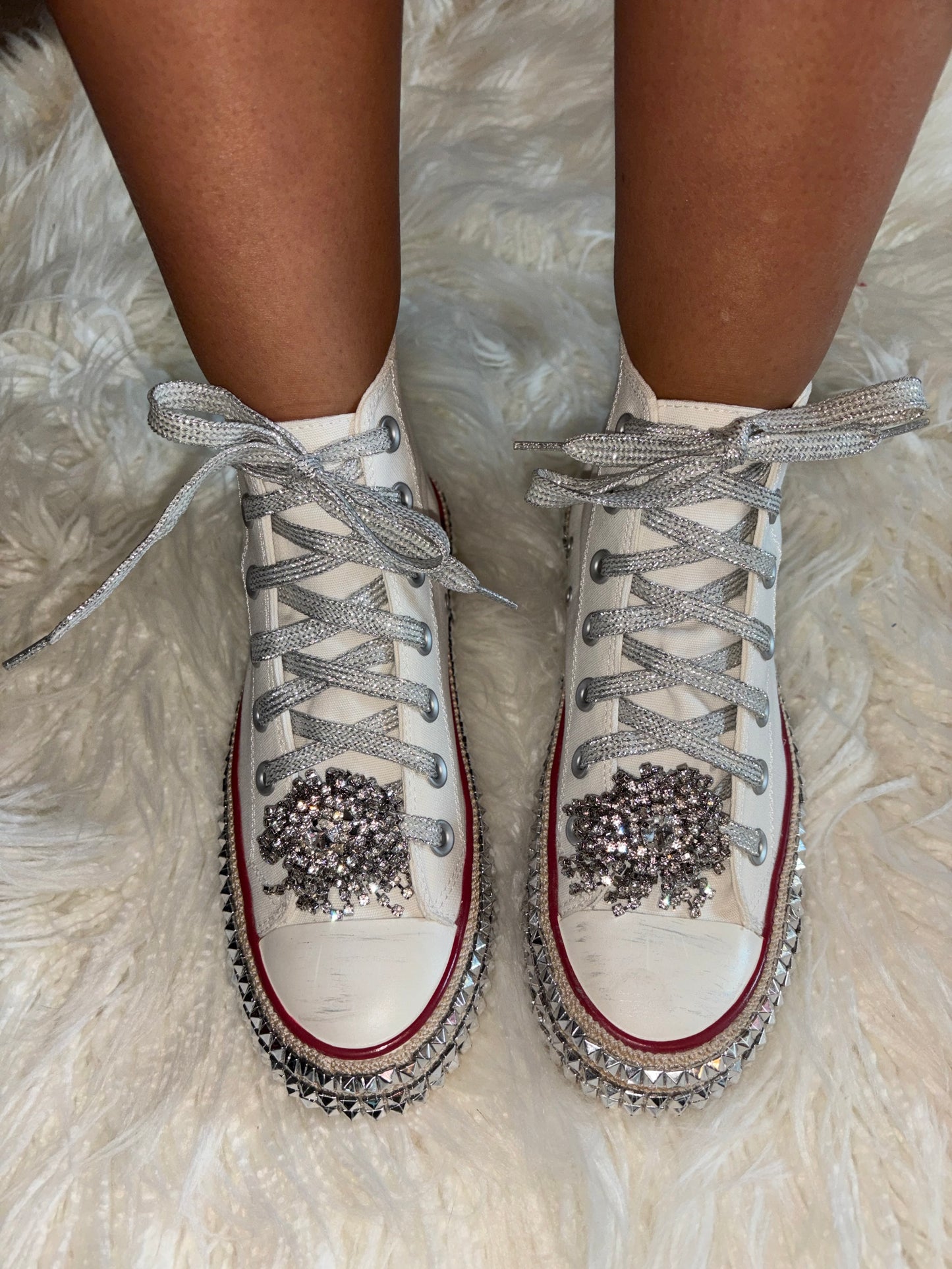 Bedazzled High Top Sneakers [White]